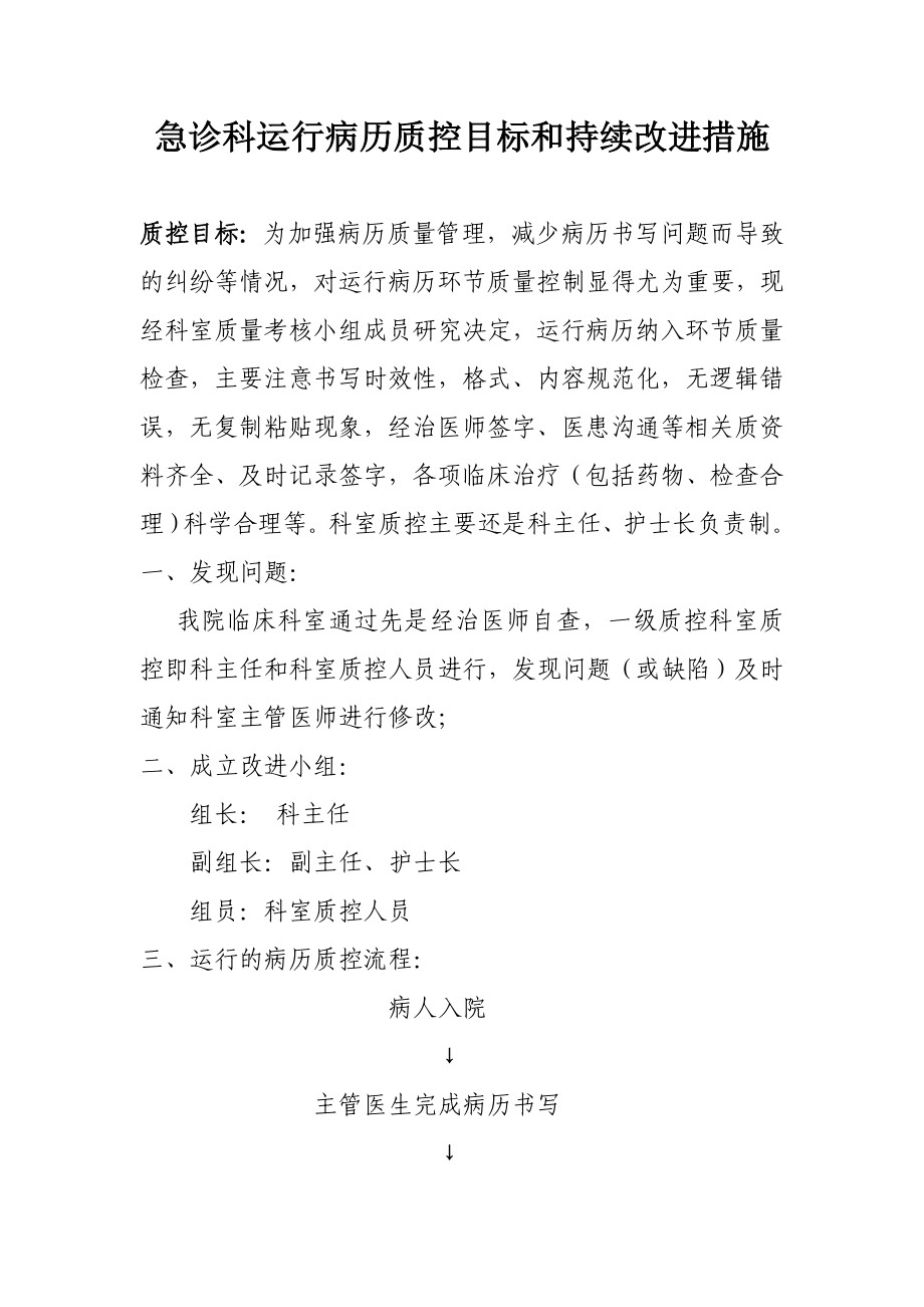 运行病历质控目标和持续改进措施.doc_第1页