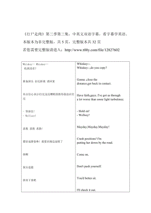 行尸走肉第三季第三集 中英双语对照字幕 看字幕学英语 文本文件.doc