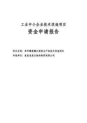 贵阳市参芎葡萄糖注射液生产线技术改造项目资金申请报告.doc