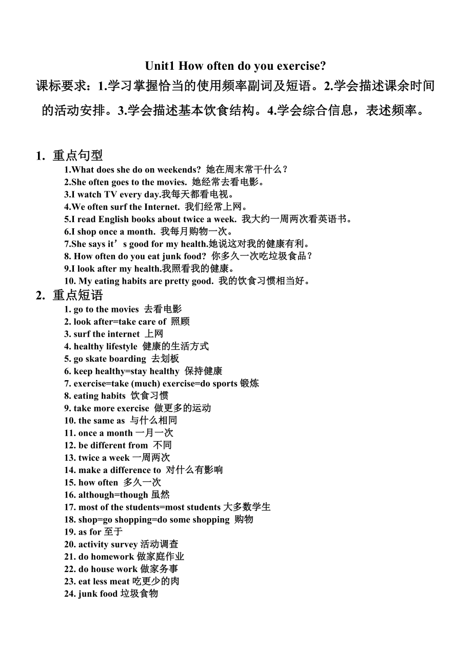 新目标英语八级上Unit1复习资料.doc_第1页