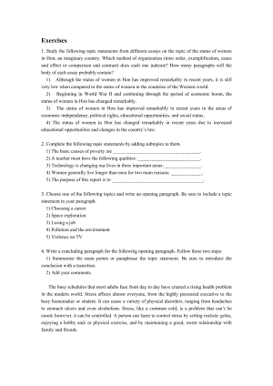 专业英语写作Chapter 3 Exercise for essay writing.doc