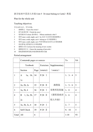 新目标初中英语九级Unit 5《It must belong to Carla》教案.doc