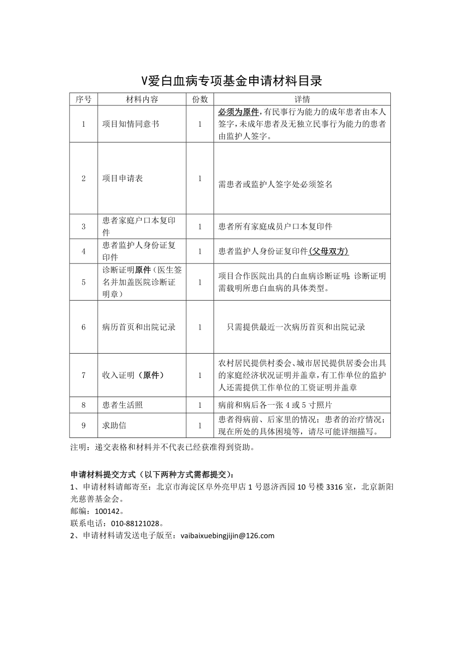 v爱白血病专项基金申请材料.doc_第1页