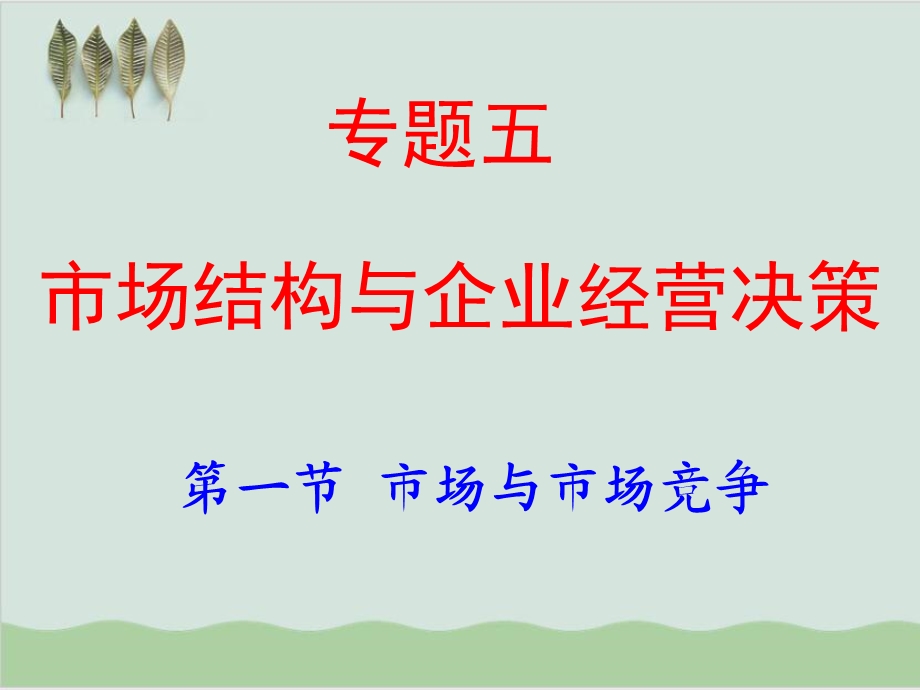 市场结构与企业经营决策讲义课件.ppt_第1页