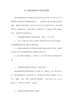 关于诺如病毒的介绍及其预防.docx