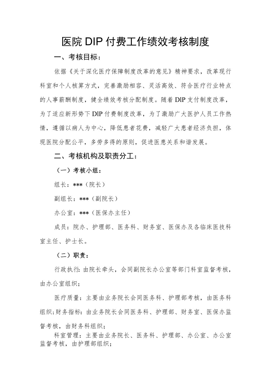 医院DIP付费工作绩效考核制度.docx_第1页