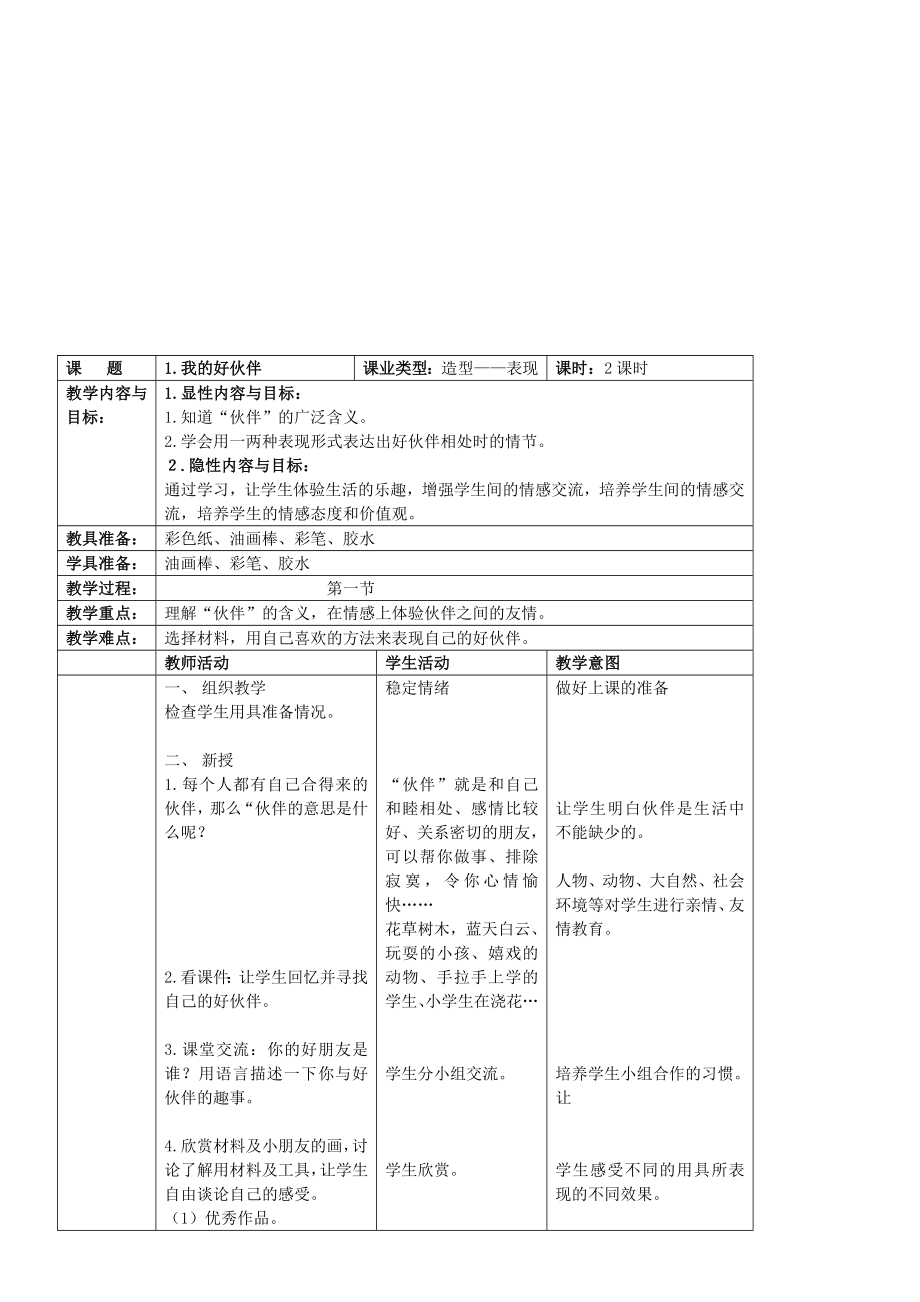 北京版小学一级美术下册教案.doc_第3页