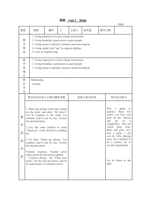 牛津小学英语1A教案.doc