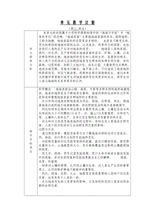 五级科学上册单元教学计划、教学设计表格式.doc