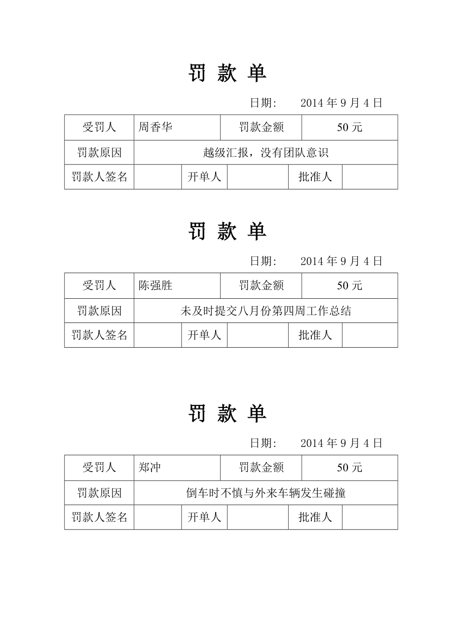 罚款单模板.doc_第1页