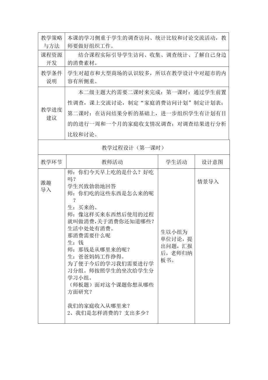 山东人民版小学品德与社会四级上册《生活需要消费》教学设计.doc_第2页