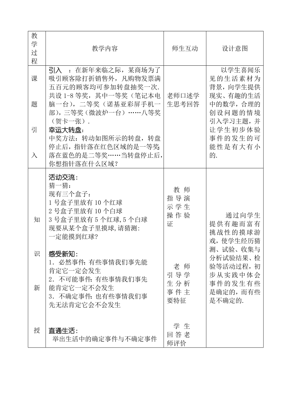 北师大版初中七级数学上册《7.1一定摸到红球吗》精品教案.doc_第2页