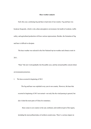 haze weather analysis(雾霾天气分析报告英文版).doc