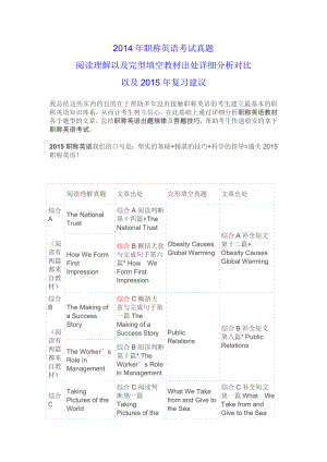 【推荐资料】职称英语考试真题阅读理解以及完型填空教材出处详细分析对比以及复习建议.doc
