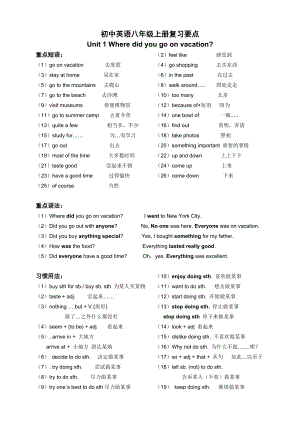 新人教版八级上册英语知识要点短语句型语法讲解(精华版).doc