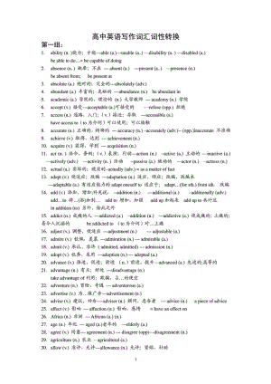 高考英语写作常用词汇词性转换(完善版).doc