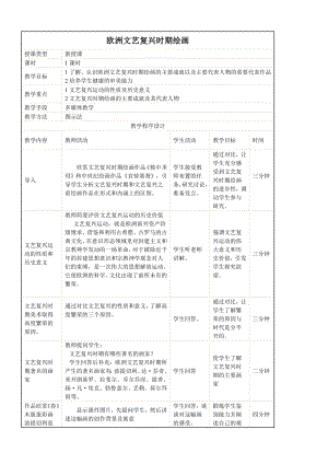 《欧洲文艺复兴时期绘画》优质课比赛教案.doc