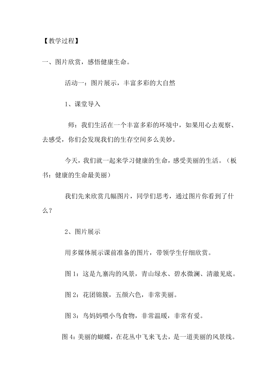 山东人民版小学品德与社会四级下册《健康的生命最美丽》教学设计.doc_第2页