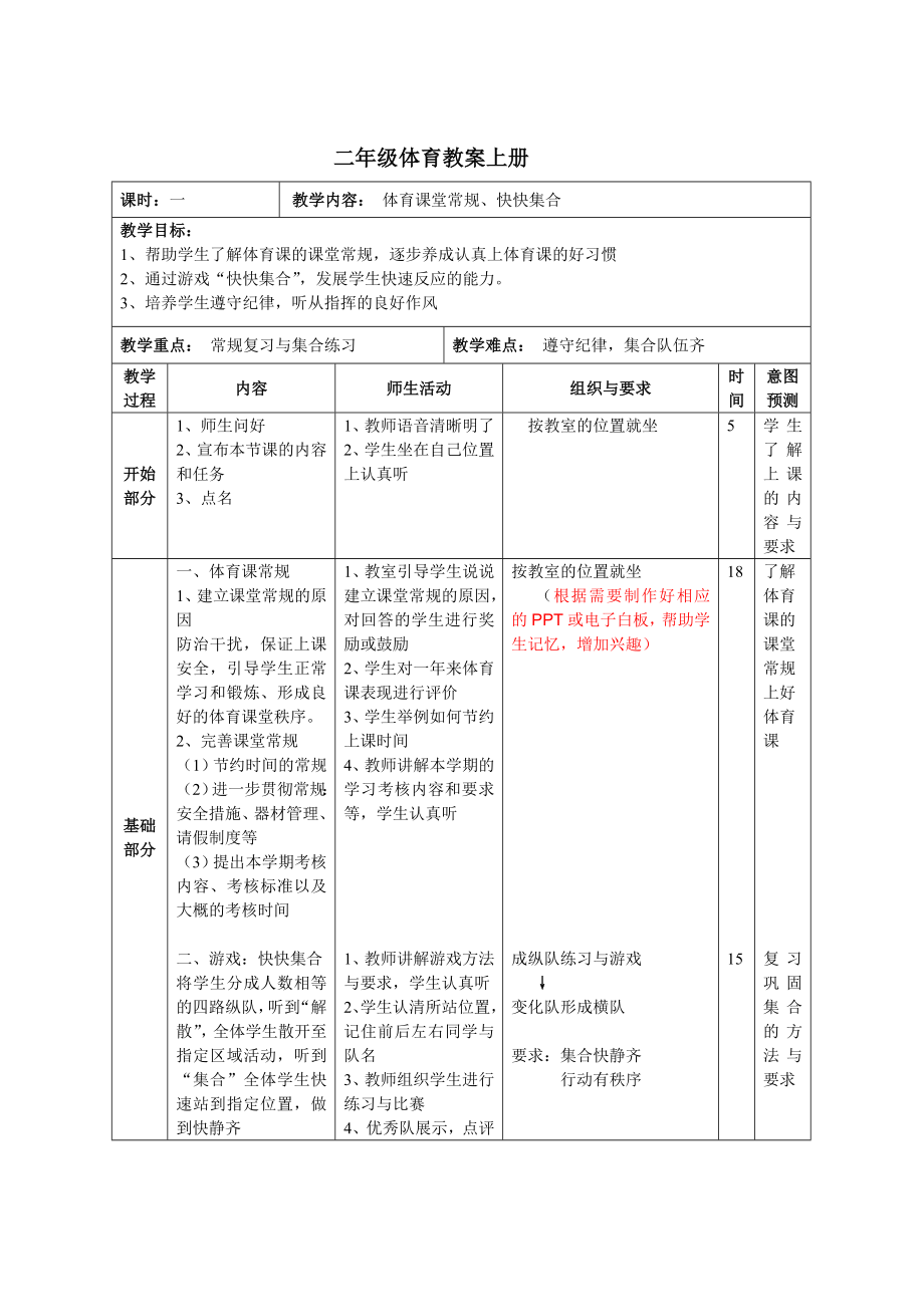 二级第一学期体育教案.doc_第1页