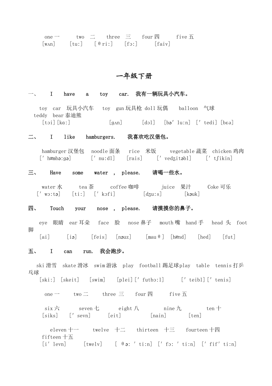 小学一二级英语单词和句子.doc_第2页