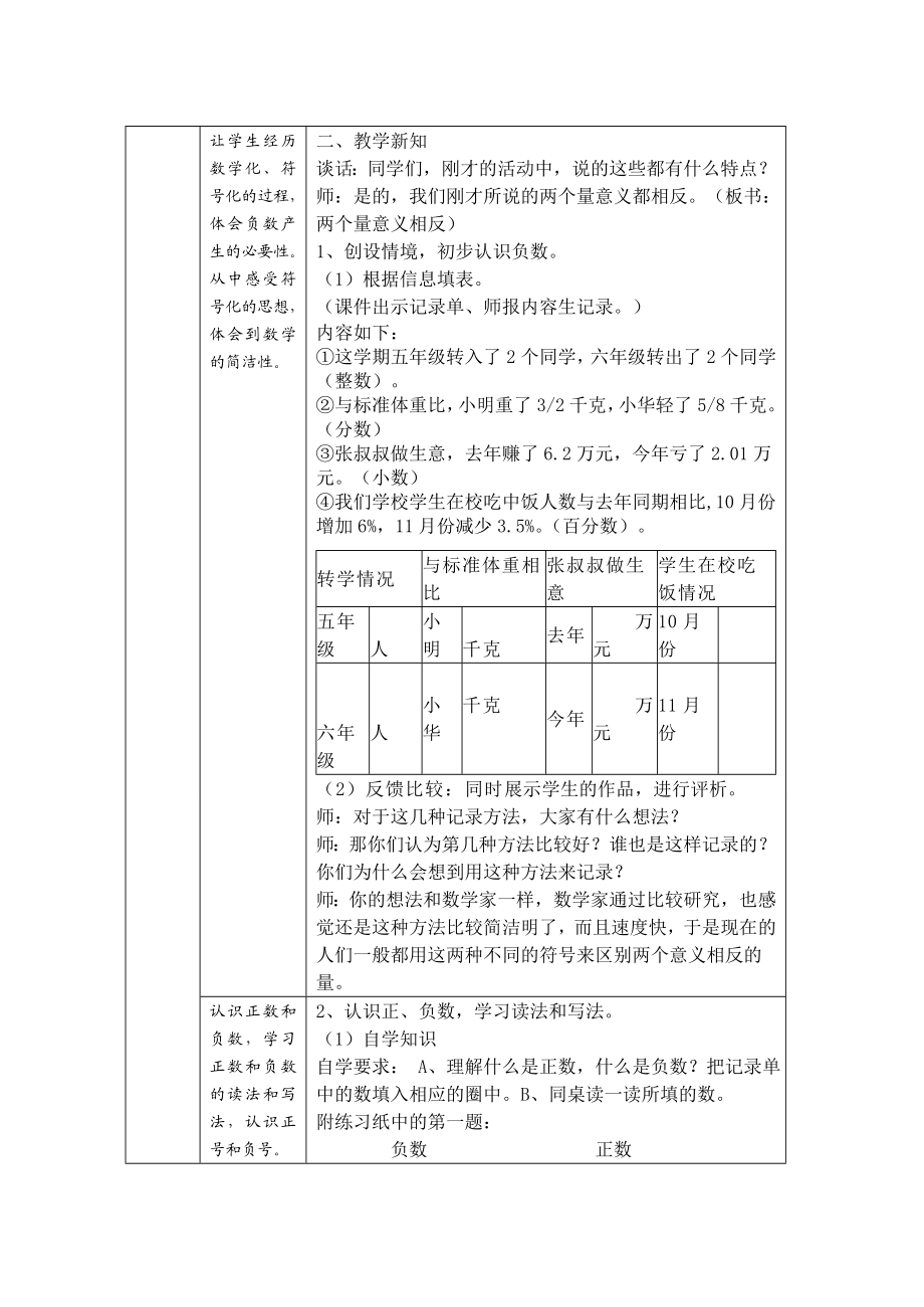 人教版小学数学教案《认识负数》.doc_第2页