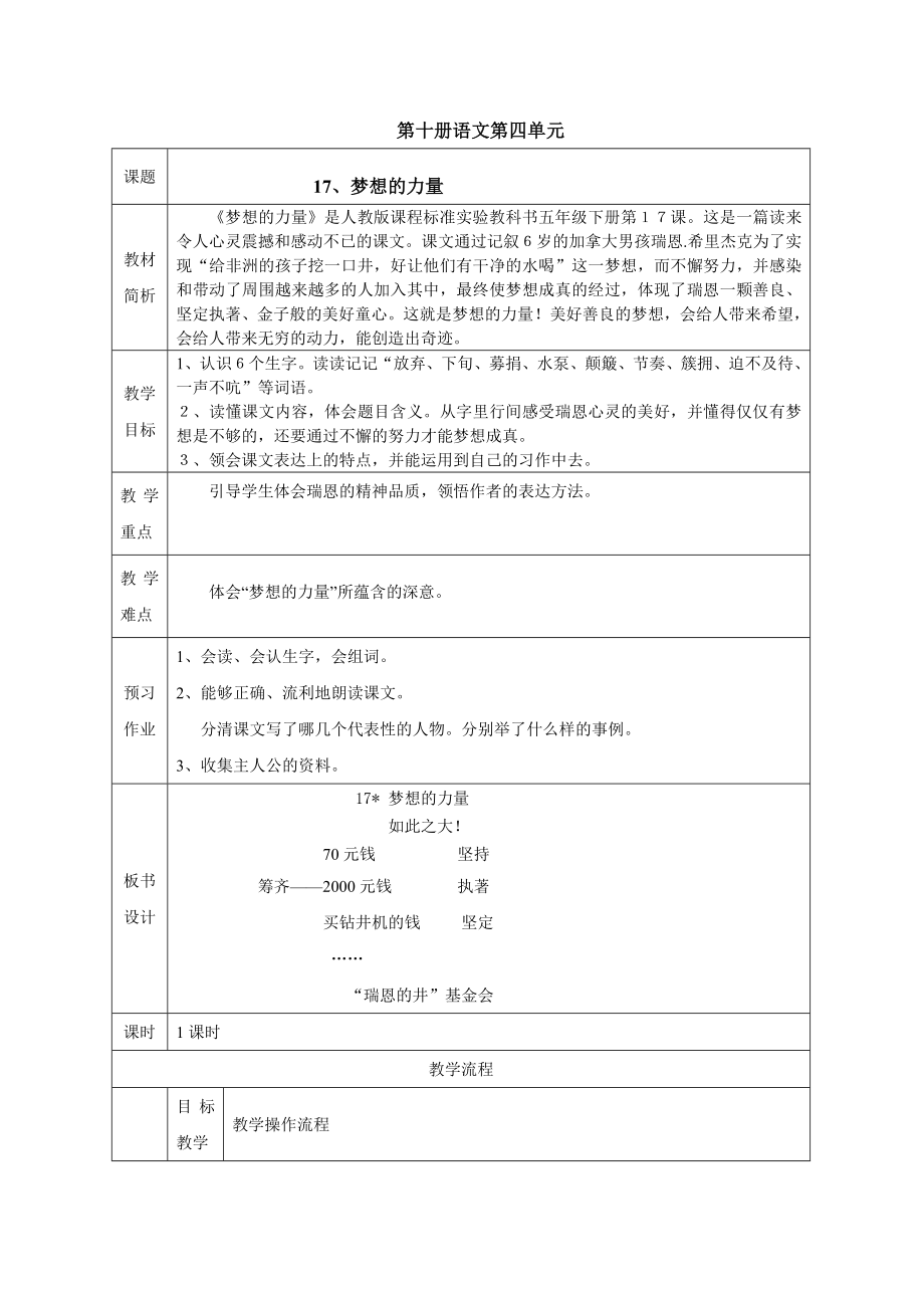 人教版小学语文教案《梦想的力量》.doc_第1页