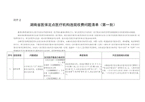 湖南省医保定点医疗机构违规收费问题清单（第一批）.docx