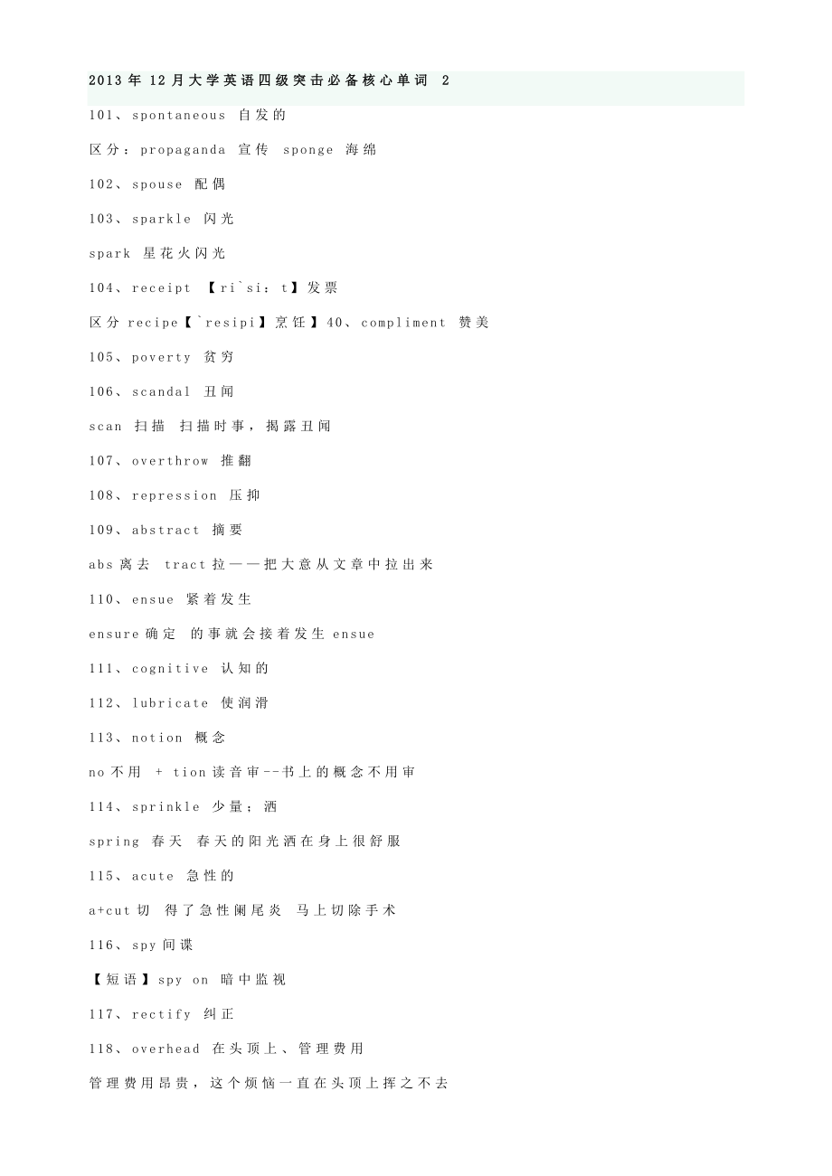 12月大学英语四级突击必备核心单词 2.doc_第1页