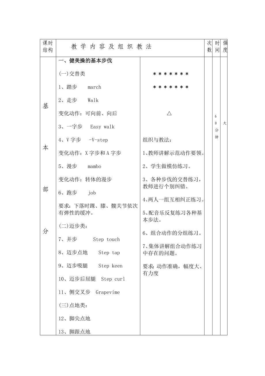 健美操课教案（公共体育） .doc_第3页