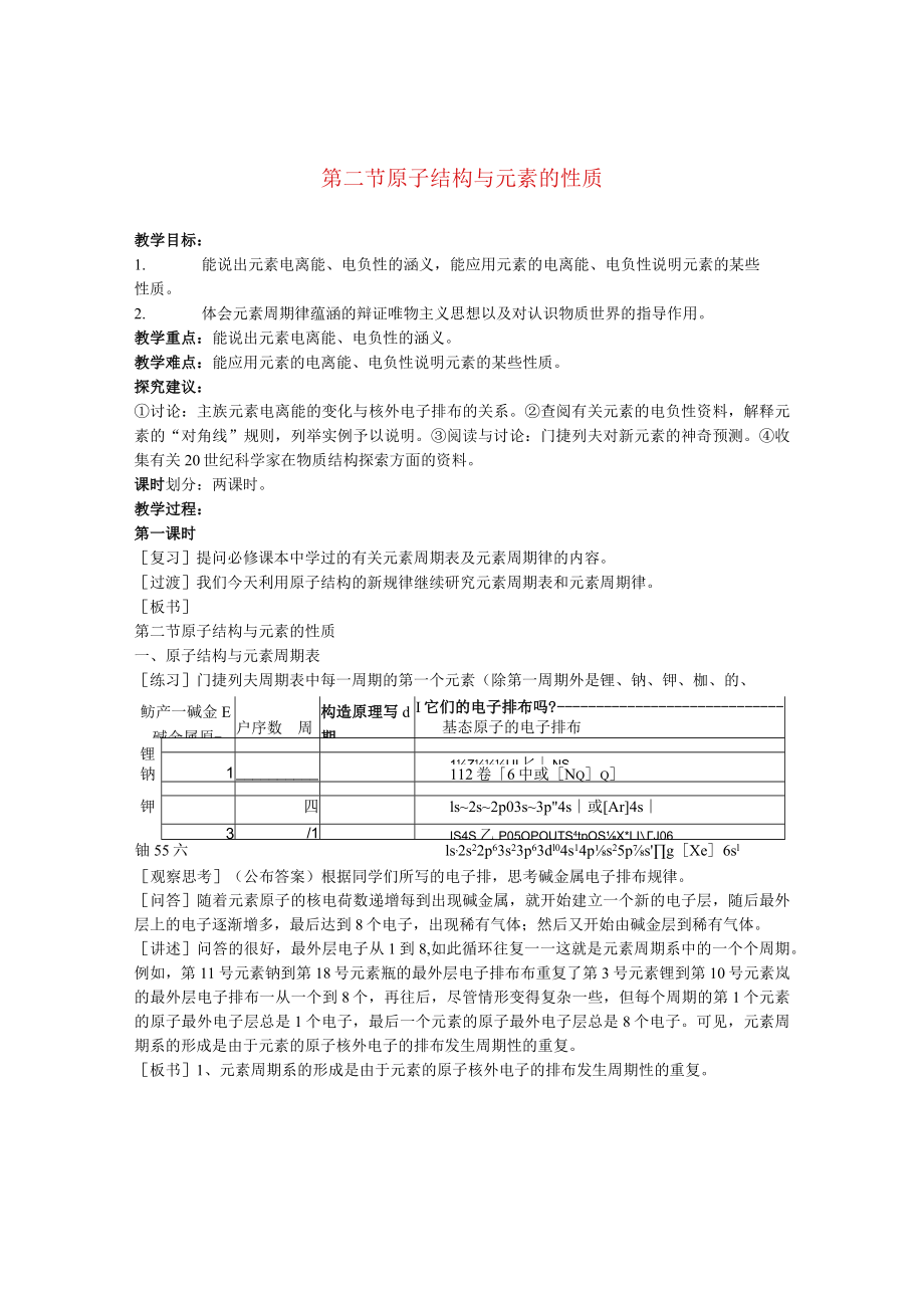 原子结构与元素的性质 教学设计.docx_第1页