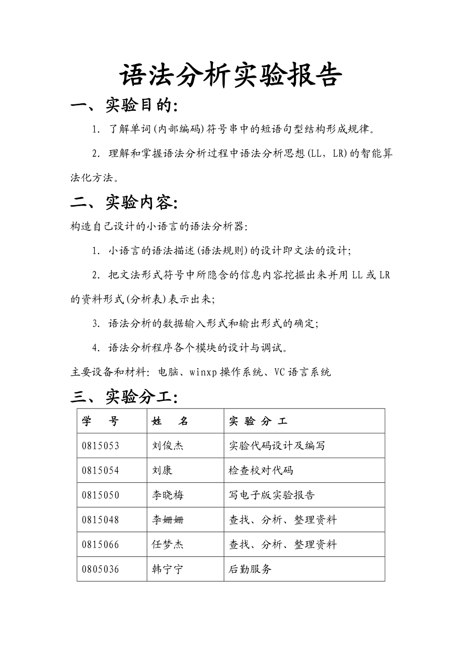 语法分析器(完整代码)1.doc_第1页