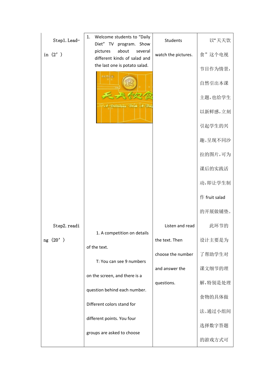 unit 6 what's for dinner (reading)教学设计与反思.doc_第2页