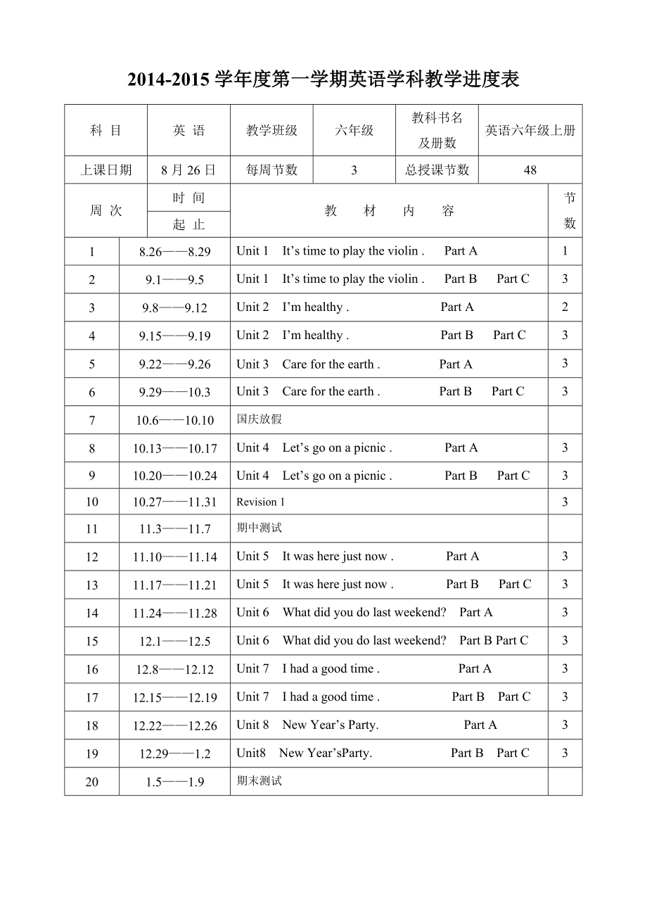 新版陕旅版小学六级英语上册教案全册.doc_第2页