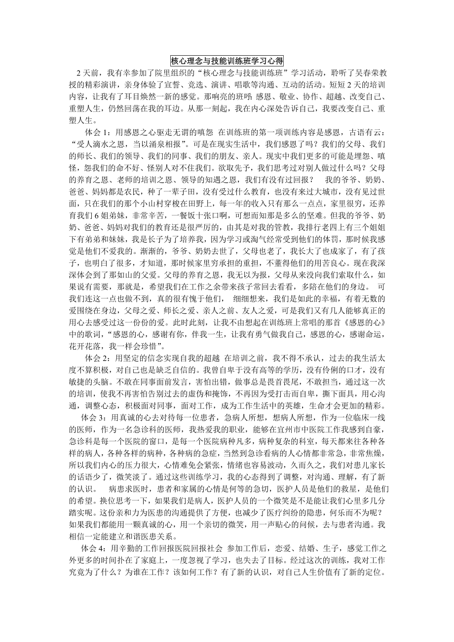 核心理念与技能训练班学习心得.doc_第1页