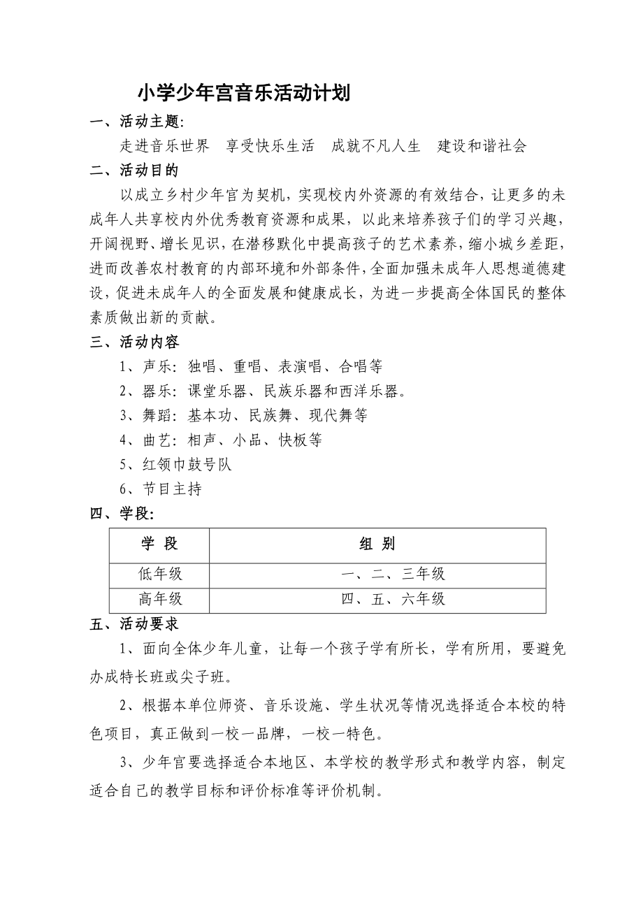 小学少宫音乐活动计划.doc_第1页