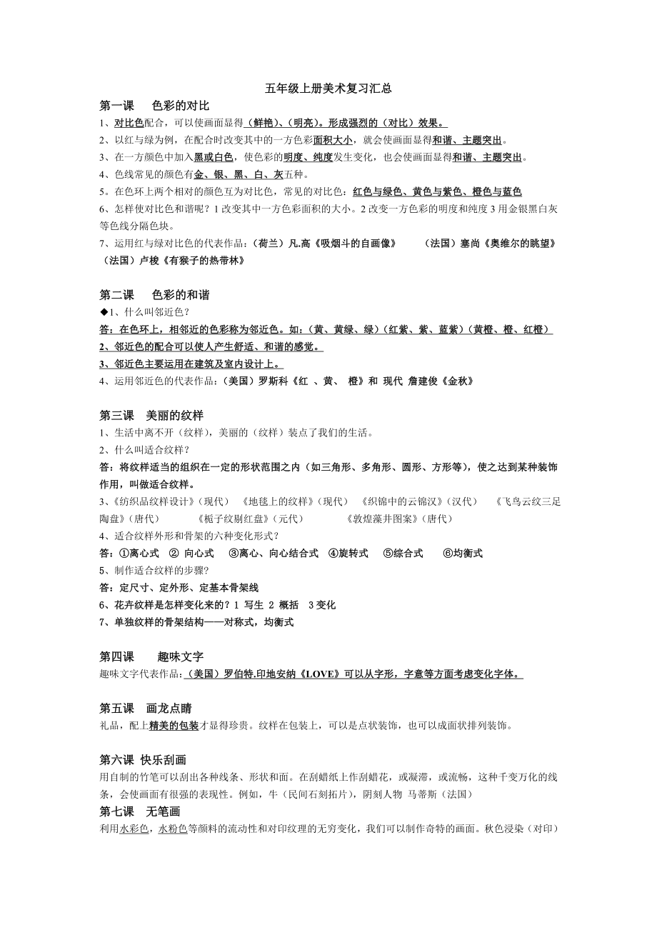 五级上册美术复习汇总.doc_第1页