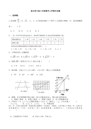 新北师大版八级数学上学期期末试卷.doc