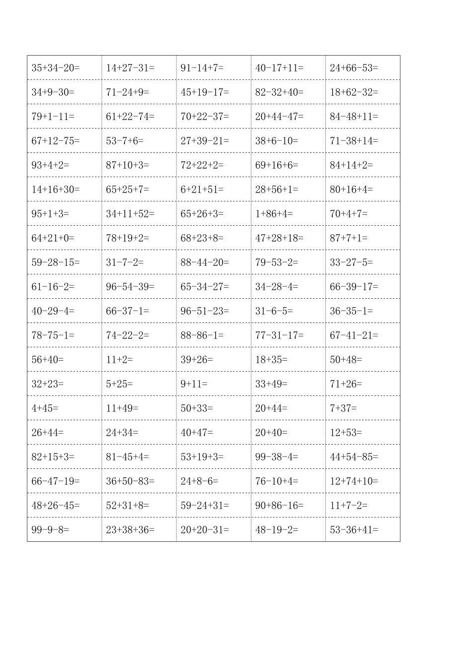 [二级数学]非常强大的小学100以内加减混合运算口算题大整理.doc_第3页