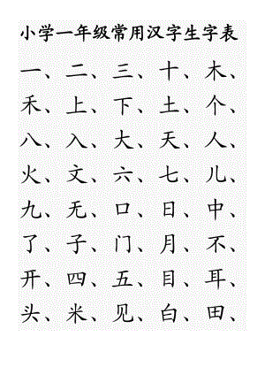 小学一至六级常用汉字生字表.doc