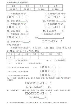 人教版二级上册连加连减应用题专题训练.doc