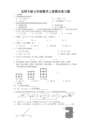 ～新版北师大版七级数学上册期末模复习题.doc