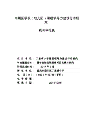 丁家嘴小学基于基于目标的课程体系的实践与研究申报表.doc