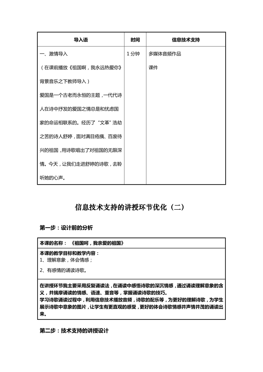 信息技术支持的教学环节优化课程作业《祖国呵我亲爱的祖国》 .doc_第2页