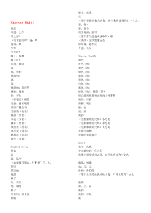 七级英语上册 单词表素材 人教新目标版[精华].doc