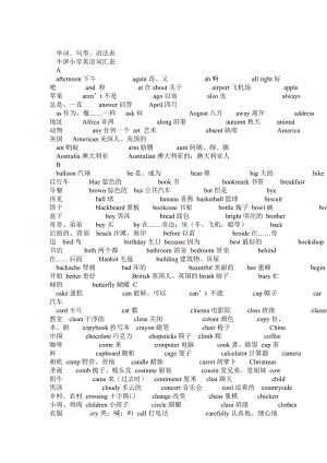 上海版牛津小学英语词汇表(15级).doc