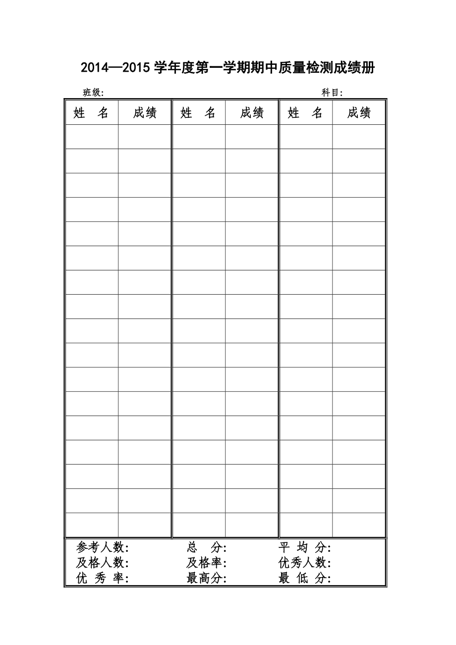 成绩册及卷面分析表.doc_第1页