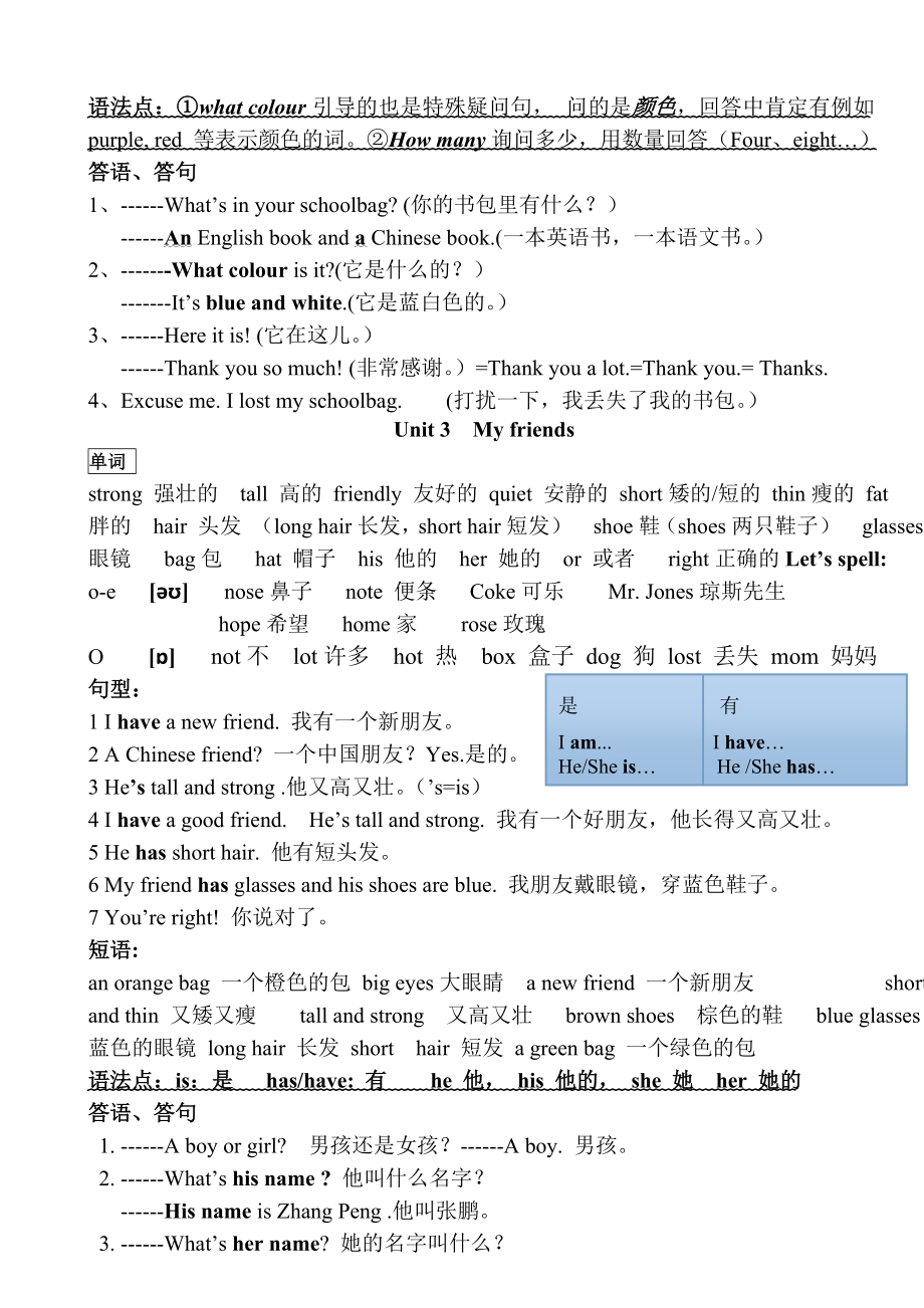 新版小学四级英语上册各单元知识点归纳.doc_第3页