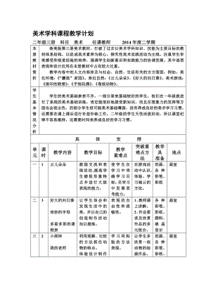 二级三册美术课程教学计划.doc