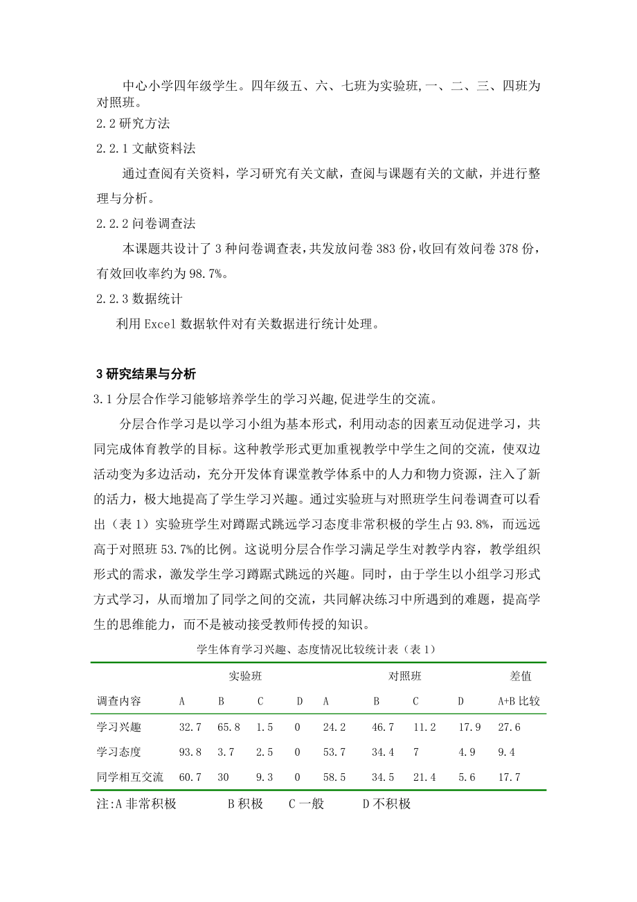 体育教学论文：小学分层合作学习法在蹲踞式跳远教学中的运用与研究.doc_第2页