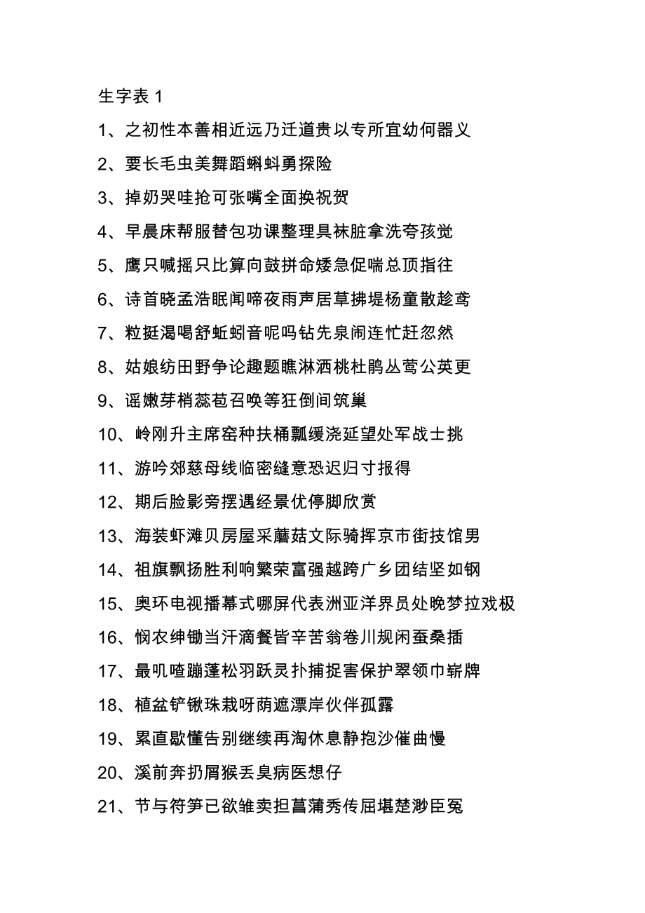 北京课改版一级下册生字表认字表.doc_第1页